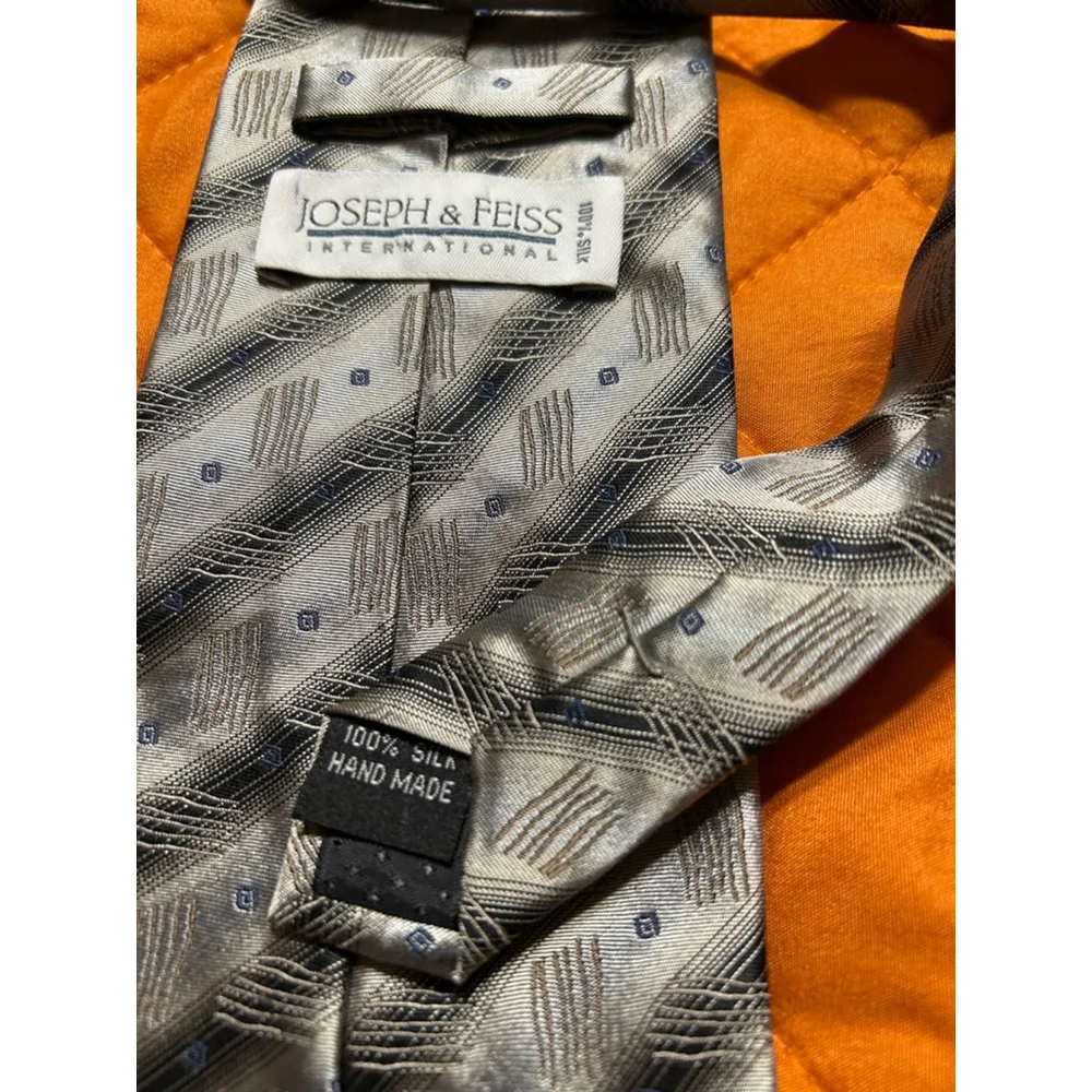 Joseph & Feiss Men’s Gray Black Striped 10% Silk Tie Designer